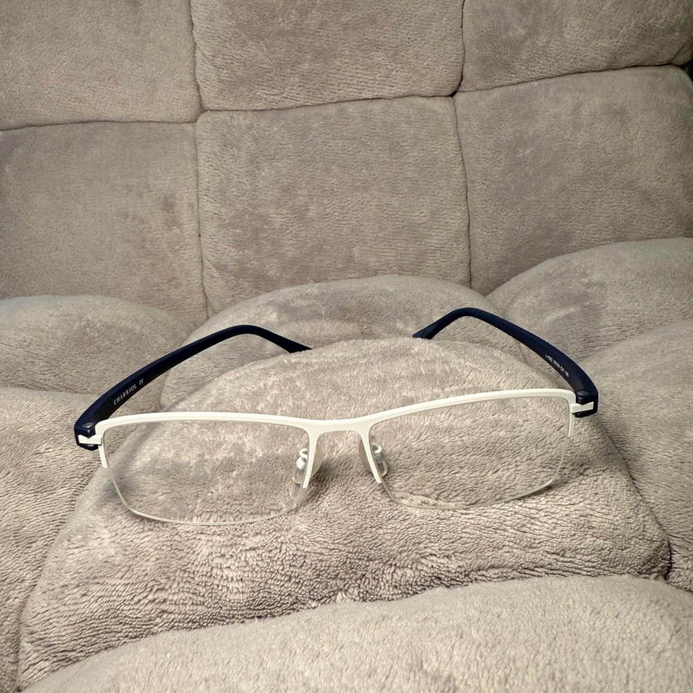 Charriol White and Navy Rimless Rectangular Glasses